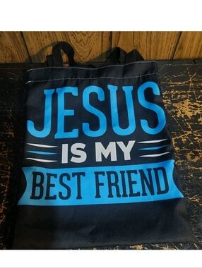 Jesus Is My Best Friend Tote Bag Black 17x13 Inches With Handle
